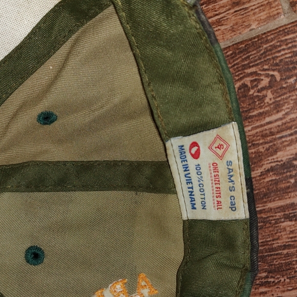 Sam's Cap Green Woodland Camo Army Veteran Adjustable Strapback Hat - Picture 8 of 8